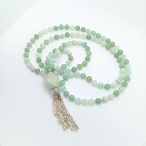 108 Bead Jade Mala With 925 Silver